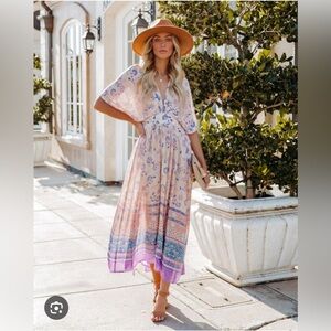 Vici Lavender Multi-Print Midi Dress